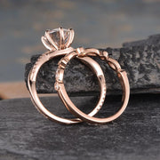 1.50 CT Round Cut Moissanite Bridal Ring Set Solitaire Milgrain Style Mapple Gems